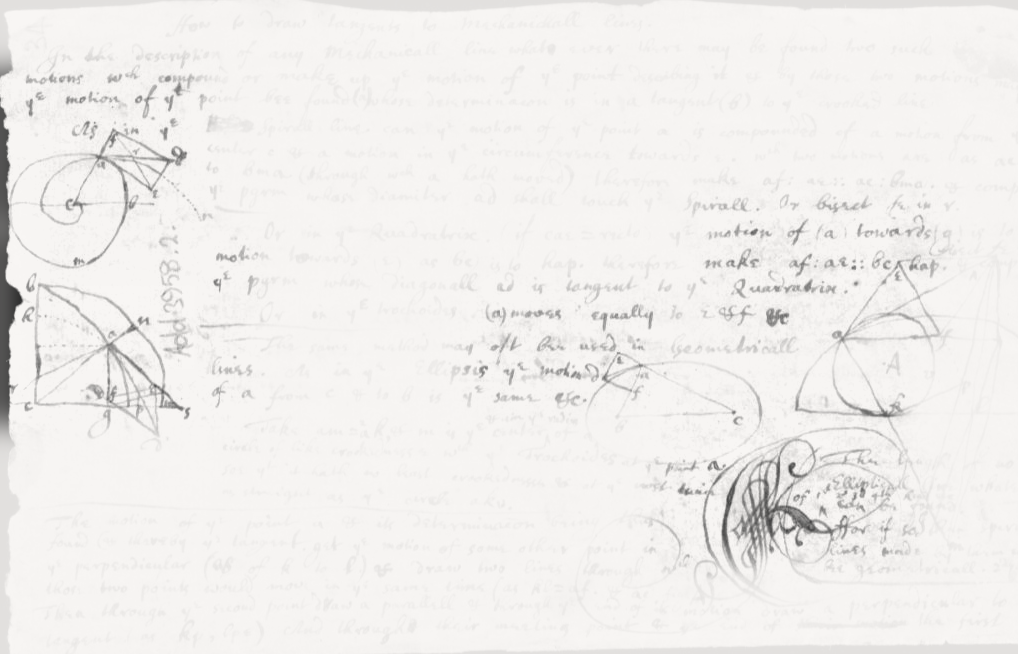 Newton, How to draw tangents to mechanicall lines (Cambridge Digital Library)